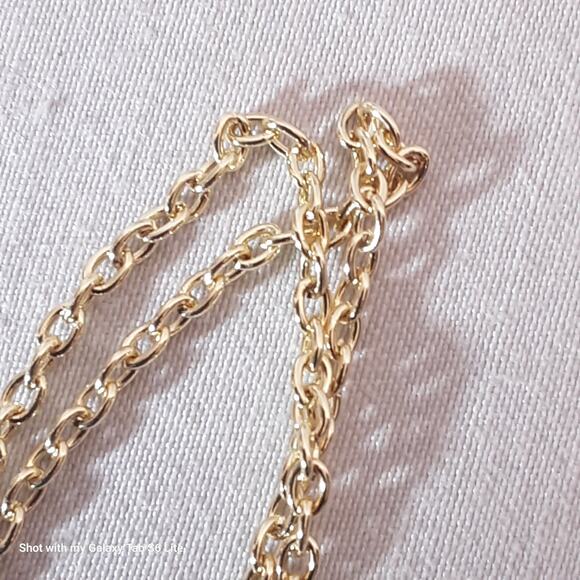 Four Leaf Clover Charm Bracelet Gold Tone Curb Chain - Picture 9 of 15